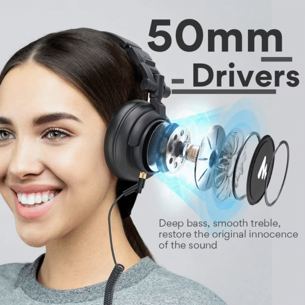 Maono MH601 Professional Studio Monitor Headphones with Detachable Plug & Cable - Image 4