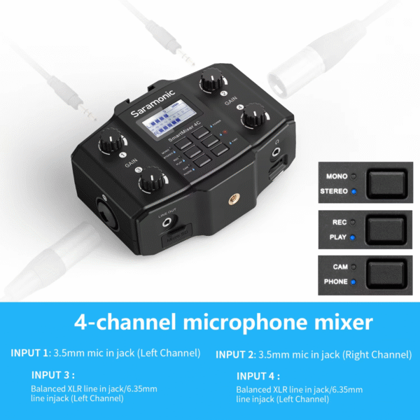 Saramonic SmartMixer 4C 4-channel Microphone Mixer Audio Interface - Image 5